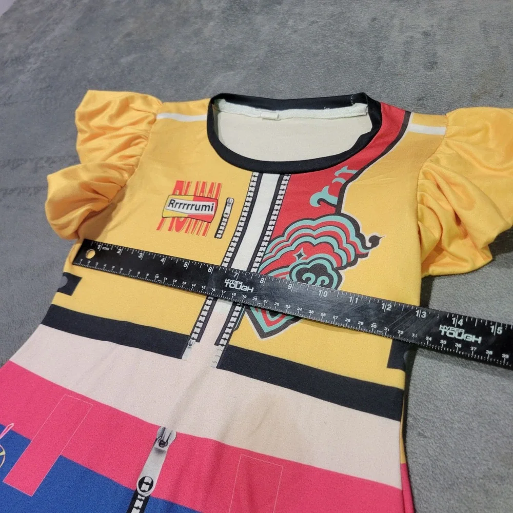 Dress Girls 150 Blue Yellow Rrrrrrumi Graphic Cosplay‎ Flutter Sleeve Kawaii Art